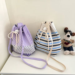 Knit Bag Drawstring Bucket Patterned