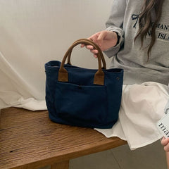 Contrast Strap Bag Canvas Tote