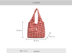 Plaid Applique Tote Bag