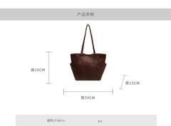 Plain Faux Leather Tote Bag + Pouch