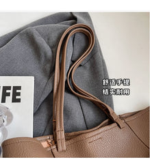 Plain Faux Leather Tote Bag + Pouch