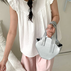 Handle Top Crossbody Leather Plain Faux Bag