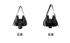 Plain Bag Shoulder Leather Faux Buckled