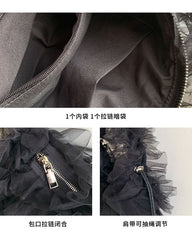 Plain Ruffle Mesh Shoulder Bag