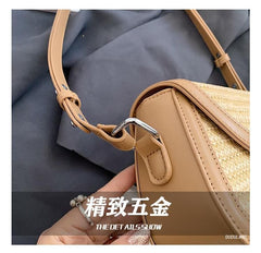 Flap Tone Straw Two Crossbody Bag