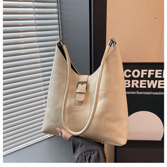 Faux Leather Buckled Tote Bag + Pouch