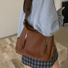 Leather Shoulder Faux Bag Tassel