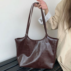 Faux Bag Tote Leather Plain