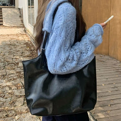 Faux Bag Tote Leather Plain