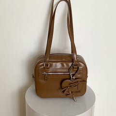 Multi-Pocket Bag Faux Tote Leather