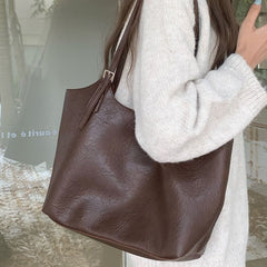 Pouch Bag With Leather Faux Tote