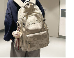 Applique / Tie Lettering Backpack Nylon Set Bag Dye Laptop Charm