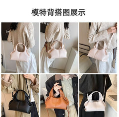 Faux Plain Bag Handle Crossbody Top Leather