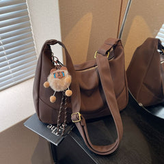 Shoulder Faux Leather Bag Plain