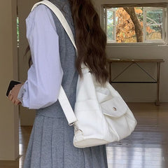 Leather Shoulder Bag Faux Plain