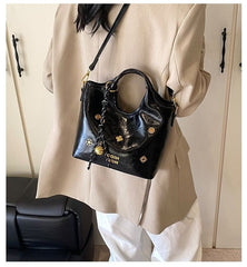 Handle Faux Leather Bag Bucket Top