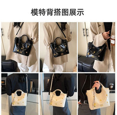 Handle Faux Leather Bag Bucket Top