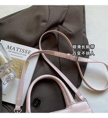 Faux Leather Crossbody Handle Buckled Bow Top Bag