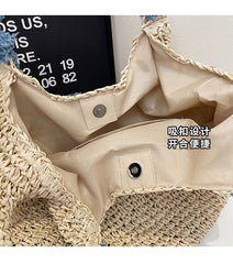 Tassel Strap Woven Tote Bag Bow