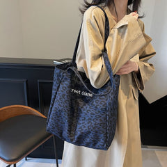 Tote Denim Leopard Bag Print
