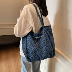 Tote Denim Leopard Bag Print