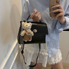 / Twist Crossbody Set Lock Flap Charm Leather Faux Top Bag Handle