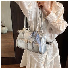 Leather Bag Bowler Plain Faux