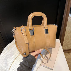Leather Faux Handle Plain Bag Crossbody Top