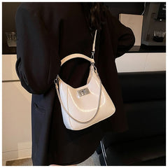 Top Faux Bag Leather Handle Twist Crossbody Lock