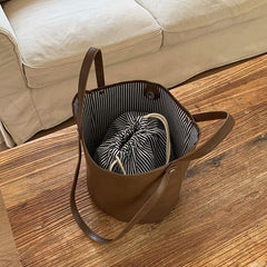 Leather Bucket Bag Faux
