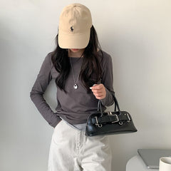 Shoulder Buckled Leather Bag Faux