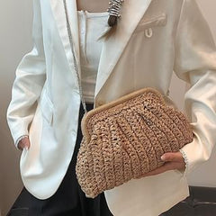 Crossbody Straw Bag Chain Strap