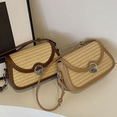 Flap Tone Straw Two Crossbody Bag