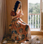 Vestido medieval de tapiz de La Dama y el Unicornio