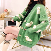 Suéter tipo cárdigan kawaii de punto suave Lamb Dreams