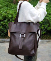 Leisure Brown Calf Leather Large Capacity Satchel Bags