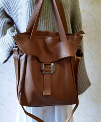 Leisure Brown Calf Leather Large Capacity Satchel Bags