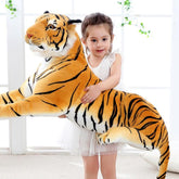 Peluche de tigre grande (longitud incluida la cola), suave, simulación de tigre blanco, jaguar, regalo de cumpleaños para niños.