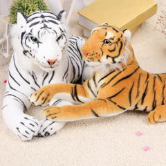 Peluche de tigre grande (longitud incluida la cola), suave, simulación de tigre blanco, jaguar, regalo de cumpleaños para niños.