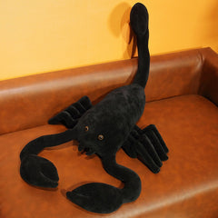 Peluche de escorpión negro realista de gran tamaño, simulación de animal de compañía, muñecos creativos, juguetes de peluche para Navidad y cumpleaños.