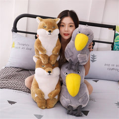 Lovely  Buddha Cute Funeral Sitting Beaked Bird Whale Head Stork And Fox Plush Toy Doll funny Doll Gift