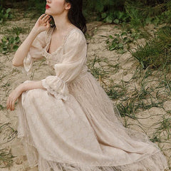 Vestido de hada de encaje estilo vintage princesa romántica Royalcore de Luna Gold