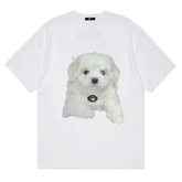 Maltese Puppy Cute Print Oversized Aesthetic White T-Shirt