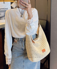 Apricot Bag Shoulder Capacity Straw Large Woven