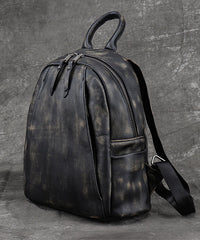 Large Backpack Capacity Leather Versatile Black Calf Bag