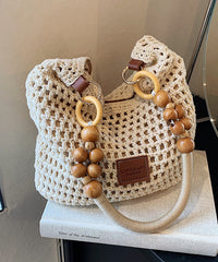 Bag Woven Capacity Hollow Brown Out Large Shoulder