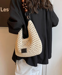 Bag Woven Capacity Hollow Brown Out Large Shoulder