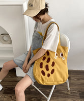Cartoon Embroidered Drawstring Canvas Large Capacity Shoulder Bag SX1029