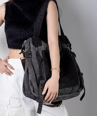 Coffee Large Capacity Cowhide Spliced Canvas Satchel Bags