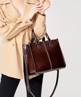 Coffee Versatile European And American Cowhide Handbag